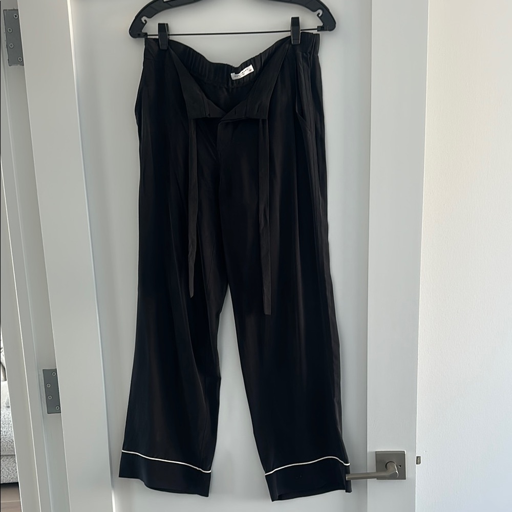 Elegant Black Wide-Leg Pants piping at hem pajama pants equipment brand